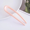 Elegant pink U-shaped hair pin for modern Chinese style bun styling on white surface - Simple Pink U-Shaped Hairpin