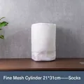 Fine mesh cylindrical laundry bag 21x31cm for protecting socks in washing machines - Pure White - Cylinder / 31x21cm