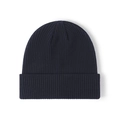 Navy blue ribbed knit beanie hat for men and women with a folded cuff design - Navy Blue