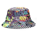 Bunter 90er-Jahre Retro-Anglerhut mit Vintage-Ghettoblaster und Kassetten-Prints - M (56-58cm) / Violetter Zurück in die 90er Jahre Druck(21#)