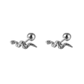 316L stainless steel punk snake stud earrings with realistic scale texture on white background - Single Piece / Silver