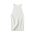 White ribbed knit halter top for women in a Y2K minimalist summer style - S / White