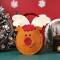 Christmas reindeer gift bag in brown felt with red handle and handmade stitching detail - Double-sided Apple Bag - Reindeer
