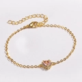 Detail of pink heart-shaped gemstone bracelet with gold chain and micro-pave crystals - Heart Pink Zircon