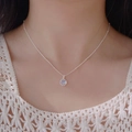Elegant S925 silver necklace with a round moonstone pendant on a beaded chain for women - 925 Silver / [A429] Moonstone/Opal Effect