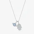 Halskette aus S925 Sterlingsilber mit Hamsa-Hand, blauem bösem Blick und Zirkonia-Steinen - 925 Sterlingsilber
