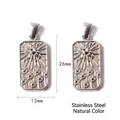 Silver stainless steel rectangular pendant featuring sun and dandelion relief 26x13mm - Sun Dandelion Rectangle Pendant (P00116S)
