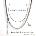 Gunmetal 3mm stainless steel snake chain necklace for women with extension chain - 3.0mm Herringbone Chain - Steel
