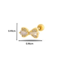 Golden bow-shaped cartilage stud earring with cubic zirconia and dimensions - 7# Gold