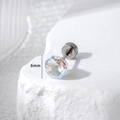 6mm iridescent octagon crystal stud earring with titanium steel screw back on white stone - White Colorful (A147-5#)