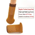 Knitted chair leg floor protector in mustard yellow with thick non-slip felt base - Fits Perimeter 6-17cm / Oversized Round Bottom Yellow