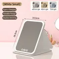 Portable small white LED makeup mirror with three light modes and foldable design - White Small Rechargeable 3-Color Light