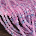 Pink and blue spotted glass bamboo beads for DIY bracelet jewelry making craft - 6x12mm Marbled Blue Rose (1Pc)