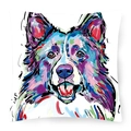 Digital print sofa cushion cover featuring a colorful border collie watercolor illustration - 40*40cm / Style 8 / Single Pillowcase (No Insert)