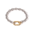 Bracelet bicolore en acier inoxydable plaqué or 18 carats avec fermoir ovale doré - Contraste Or et Argent