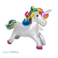3D standing unicorn foil balloon with rainbow mane and golden horn, size 57x46cm - 3D Unicorn-57*46cm
