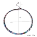 Colorful zircon rhinestone choker necklace with adjustable chain and sparkling crystals - Silver Blue Zircon