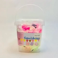 Close-up of children's glowing squishy toys in a clear plastic bucket with handle - Small Bucket
