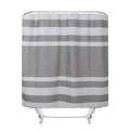 Waterproof polyester shower curtain featuring modern grey and white horizontal stripes - Light Grey B Striped