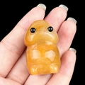 Carved natural yellow crystal mushroom stone figurine with cartoon eyes for home decor - Yellow Jade