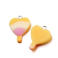 DIY heart-shaped resin popsicle pendant with yellow and pink stripes for keychains - Style 6-Heart