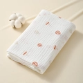 Soft white cotton gauze baby towel with orange hot air balloon and stars print - 100*100cm / Hot Air Balloon
