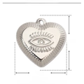 Detailed size and material specification chart for the silver heart evil eye pendant - YE339 Rhinestone Heart Evil Eye Charm
