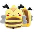 Cute yellow bee plush backpack for kids with adjustable straps and 3D wings detail - Bee