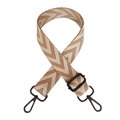 Detalle de correa de lona ajustable con patrón de ondas beige y marrón y ganchos de metal - Hebilla De Metal De Pistola Marrón
