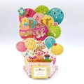 3D Pop-Up Glückwunschkarte mit bunten Ballons, Geschenken und Best Wishes Aufdruck - Geständnis-Luftballons