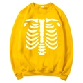 Bright yellow fleece sweatshirt with white skeleton bone print and ribbed cuffs - S / Tops / Yellow (White Skeleton Pattern)