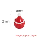 Mini Christmas hat cupcake resin decoration dimensions 18mm by 24mm shown on white background - Christmas Hat Cupcake