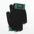 Black knit thermal gloves with green accents and touchscreen-compatible fingertips - One Size / DZ77 Black Green Patchwork