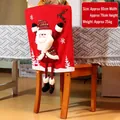Red Christmas chair cover with 3D Santa Claus doll and reindeer appliqué decor - Series 012-Santa Claus