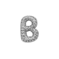 Macro view of silver-tone letter B charm with shimmering cubic zirconia stones inlay - Letter B Style (DB241108-B)