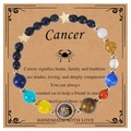 Cancer zodiac bracelet featuring faceted blue sandstones and multi-color gemstones on card - Cancer-Elastic Style