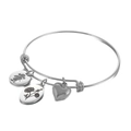 Adjustable silver bracelet featuring heart, flower, and girl charms in a minimalist style - Steel Color November (KB158052-Z)