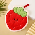 Cute strawberry-shaped coral fleece hand towel with hanging loop for kitchen and bathroom - Strawberry