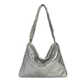Chic silver sequin underarm bag for women with a glittering triangle hobo silhouette - Silver