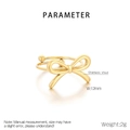 Detail showing a 12mm golden stainless steel bow ring with dimensions and weight info - One Size(Adjustable) / Gold Bowknot