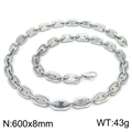 Collana a catena a naso di maiale in acciaio inossidabile argento, 600mm x 8mm - Stile B Collana Naso di Maiale (Larghezza 8mm) / 60CM / Colore acciaio