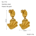Boucles d'oreilles en acier titane doré 18 carats en forme d'éventail au style épuré - Style Paume de la Main (1772)