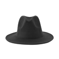 Elegant black wool fedora hat with a flat brim and a classic pinched crown for men and women - One Size (58cm) / Dark Gray