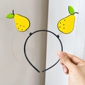 Cute yellow pear fruit headband on black plastic frame for kids party and face washing - Pear Spring Hairband