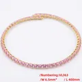 Collana con zirconi rosa a forma di cuore dorati, dimensioni 6,5 mm larghezza e 400 mm - Collana Cuore (VL363) / Collana Cuore Zirconia Rosa Oro