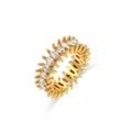 Fashionable gold ring for women with marquise zircons and elegant hollowed design - Marquise Zirconia Ring (Gold)