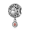 925 silver Cancer zodiac charm with orange gemstone for snake chain bracelets - Cancer - Orange Zirconia