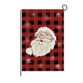Christmas garden flag with red plaid background and smiling Santa Claus pattern - Style ZQ008-14 (Santa Head)