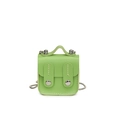 Mini bolso bandolera verde lima para niños con asa superior y costuras blancas - Verde