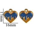 Golden heart pendant with blue enamel and textured design, sized 17mm by 16mm - Gold Dark Blue Melting Heart